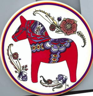 Coaster(Ceramic) - Red Dala Horse Coaster(Ceramic) - Red Dala Horse